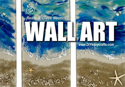Resin on glass nautical wave wall art. www.diyeasycrafts.com