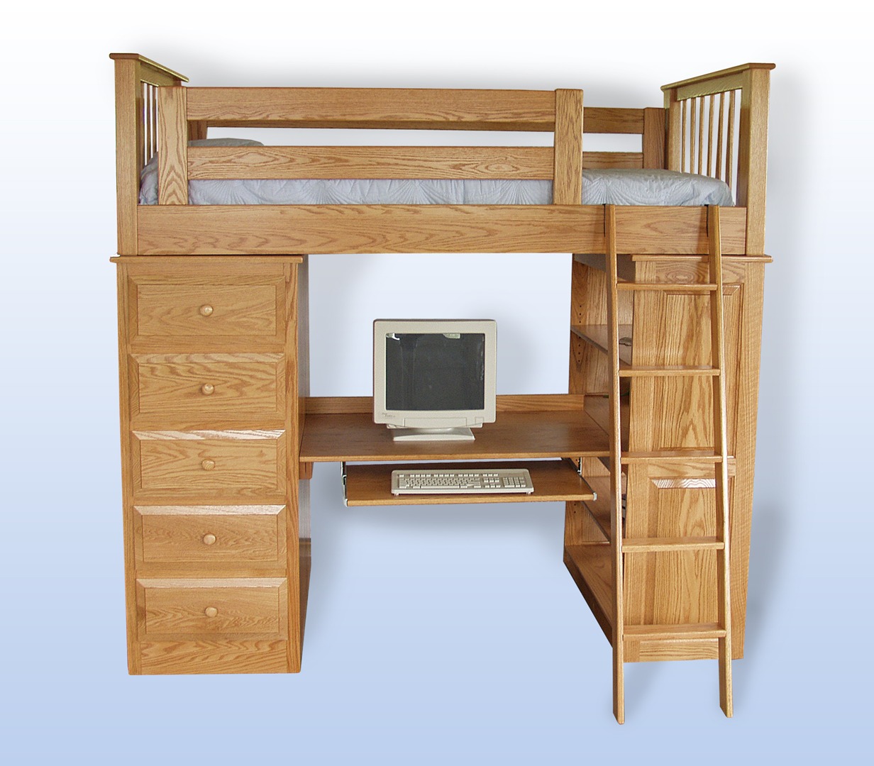Amish Made Youth Loft Storage Bunk Beds