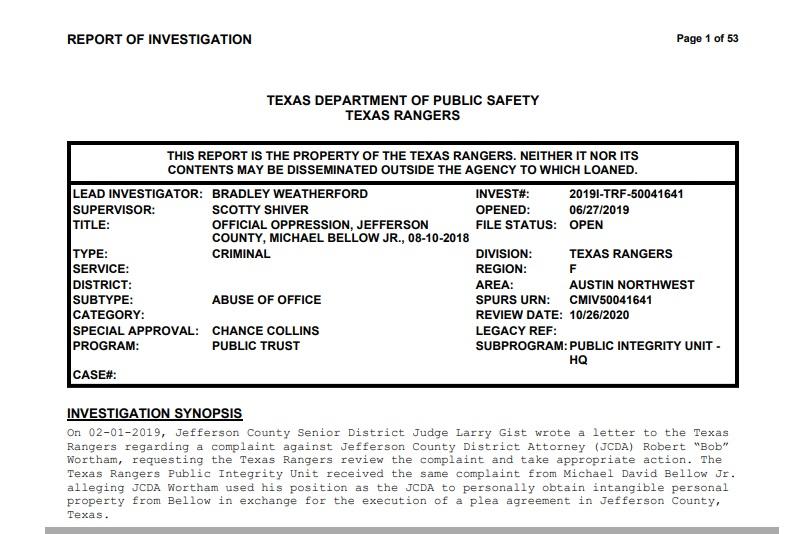 bob wortham marcelo molfino faces grand jury official oppression bribery against david bellow texas rangers report