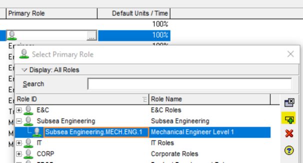 Assign resource to role in Primavera P6