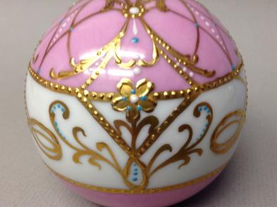 Original Design by Irene Graham Fancy Egg end view Raised Roman Gold work & Enamel