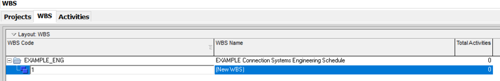 Insert WBS in Primavera P6