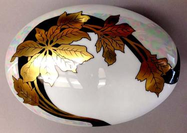 By Irene Graham porcelain artist Gold Oval Box