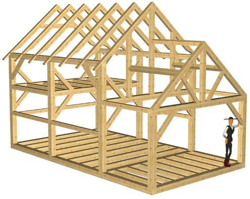 CAD model of a Firelands Timber Frame