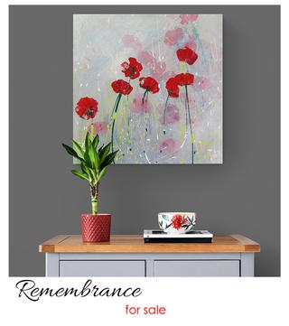 red poppies, poppy painting, large painting