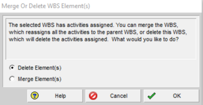 Merge or delete WBS elements in Primavera P6