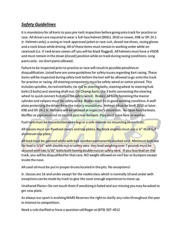 2020 MARS Karting Rules