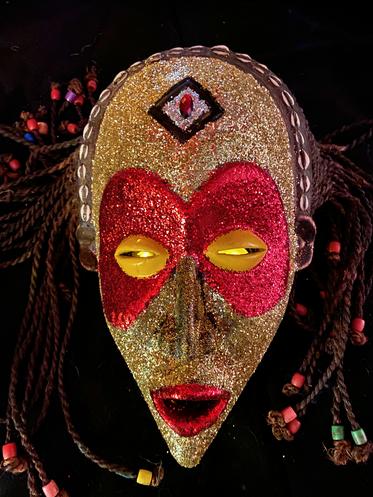 African masks 'rE-iNcarnated', nU rEady mades w/glitter,