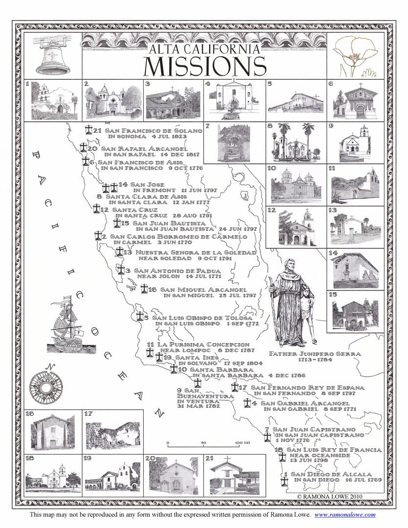 california missions map coloring pages - photo #22