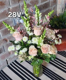 classy formal white rose fresh flower flower bouquet with white floral mix and pink additions in helotes texas