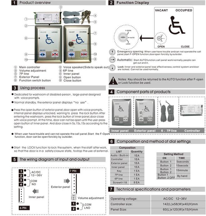 Instruction for the handicap door switch