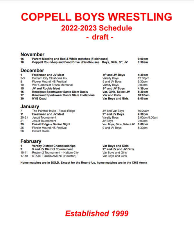 COPPELL WRESTLING Schedule | Coppell Cowboys Wrestling
