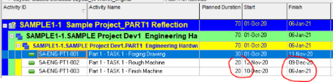 Primavera P6 reflection and schedule date moves