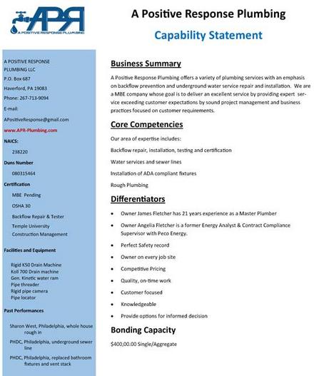 APR Plumbing Capability Statement
