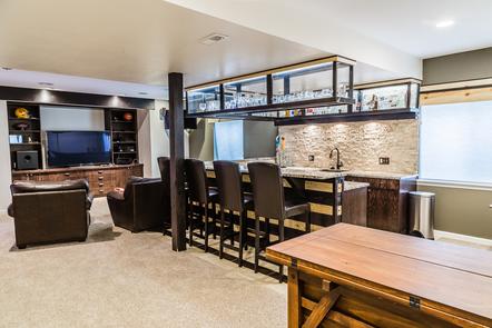 Colorado home basement renovation remodel custom bar