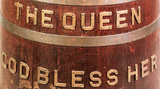 The Queen God Bless Her-Grog Tub-Flemings Letters-Hybrid Reproduction tub No2d