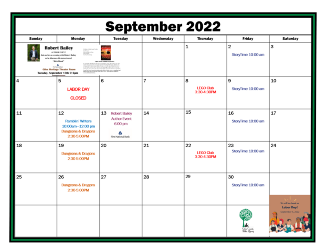 September Calendar of events