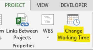 MS Project Change Working time