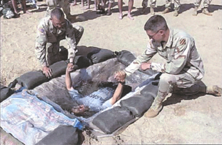 Soldiers being baptized in Kuwait City