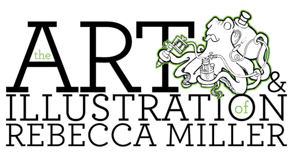 Rebecca Miller illustration main logo. Rebecca Miller illustration main splashpage image featured "Inked" octopus.