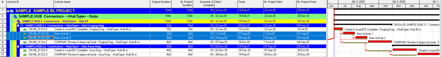 Primavera P6 schedule baseline