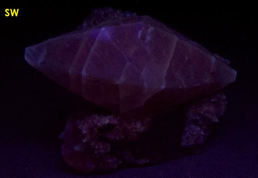 fluorescent CALCITE crystal, Pugh Quarry (France Stone Co. Custar quarry), Weston, Wood County, Ohio, USA - ex Parker Minerals