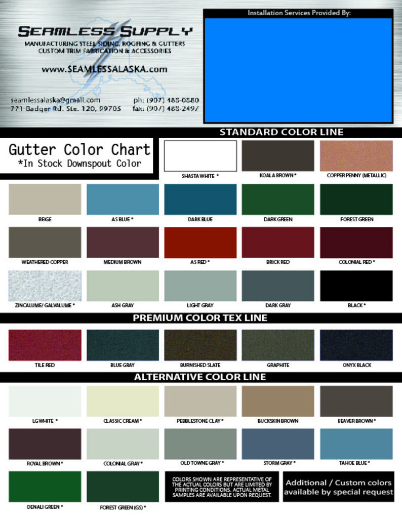 Gutter Color Chart