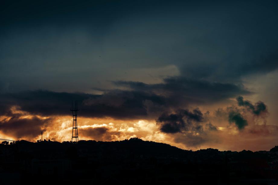 stormy sunset over the bay area high contrast