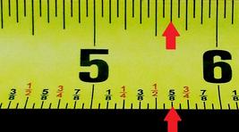 Measuring tape with arrow pointing to five and five eighths