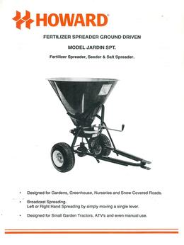 Howard Fertilizer Spreader Model Jardin SPT Brochure