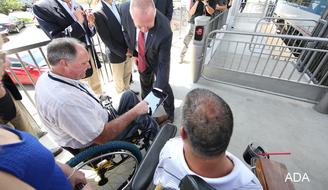 Picture of Gary Talbot at Amtrak Train at Ann Arbor, MI shuttle platform