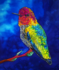 Hummingbird, Silk Painting, Tracy Harris Artist, Gutta, Silk, Water Base Risist