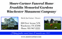 Thank you Moore-Cortner Funeral Home for sponsoring the Community Calendar