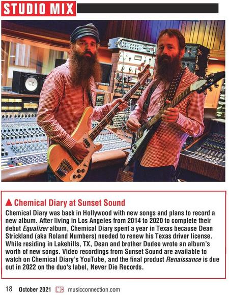 Chemical Diary at Sunset Sound September 1, 2021