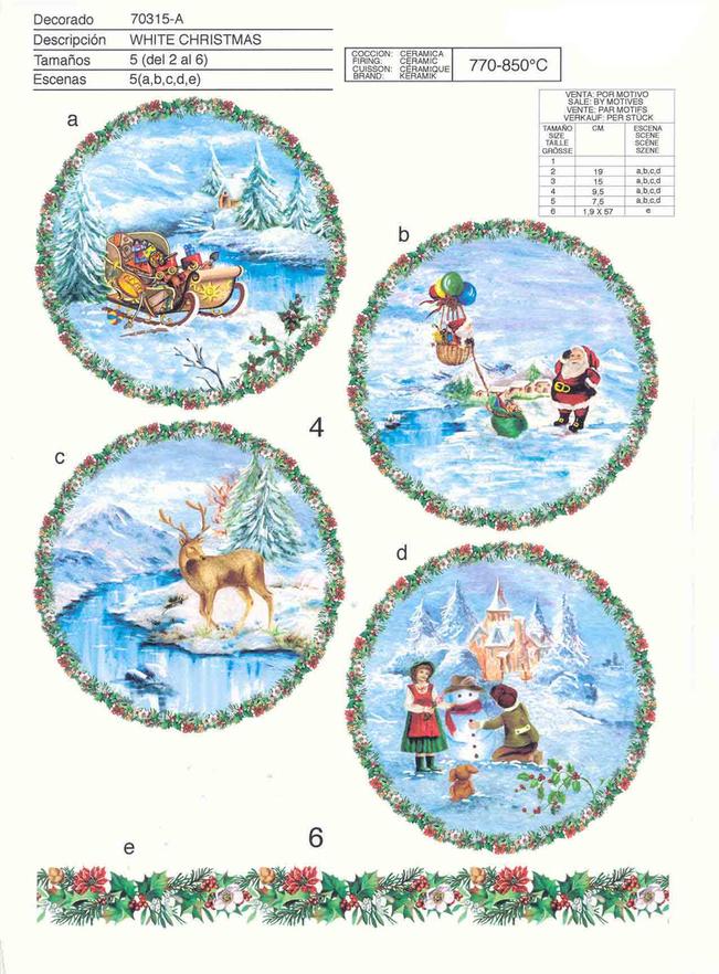 Christmas Ceramic decals plate shape by Calcodecal
