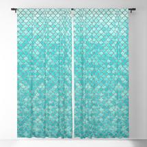 teal mermaid scales blackout curtain