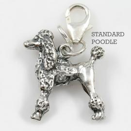Standard Poodle Dog Charm 3 Dimensional Solid Sterling Silver