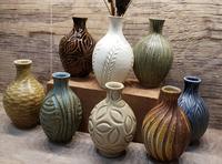 Bud Vases Assorted Colors and Carvings $24 5'' x 3''