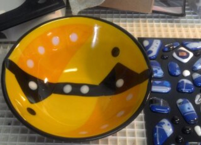 Yellow Fused Glass, Tracy Harris Fused Glass, San Diego