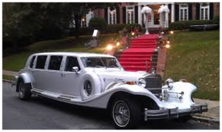 One of several wedding limos parked by a church in Asheville, NC