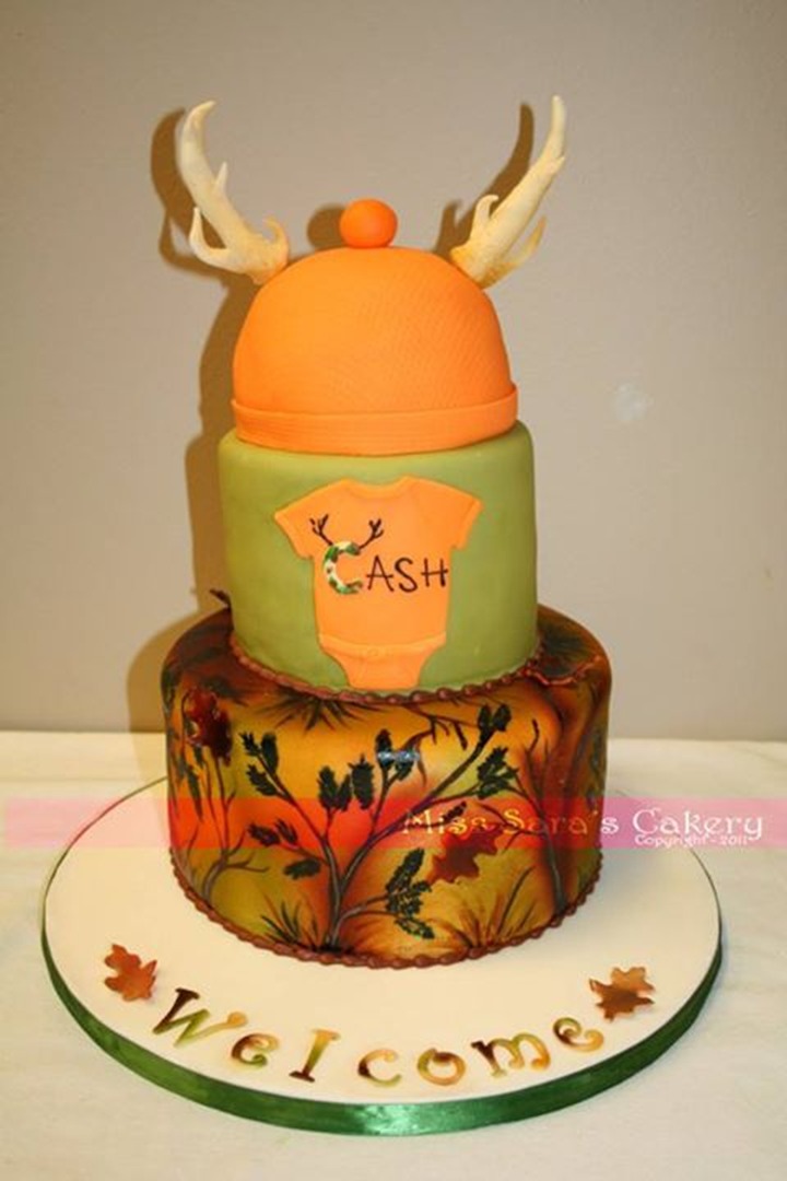 Hunting themed cake i made :) for a baby shower, cakes by shawna