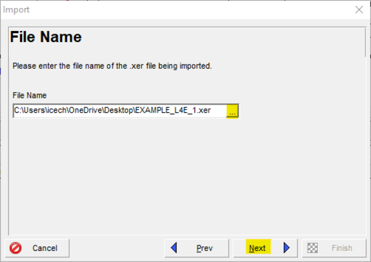 Enter file name for Primavera P6 import type