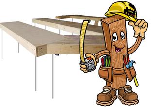 Picture of sectional tables and construction cartoon