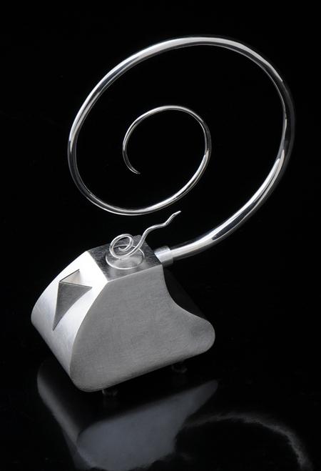 hand fabricated sterling silver teapot by Irish silversmith Kevin O'Dwyer.