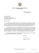Letter from US Embassy in Montenegro to Maryland tax attorney Charles Dillon