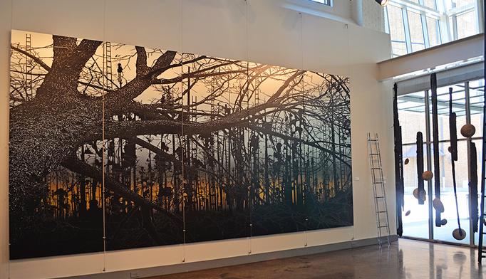 Old Forster Oak Fell into the Ring, Landscape on Metal Panels by Dawn DeDeaux