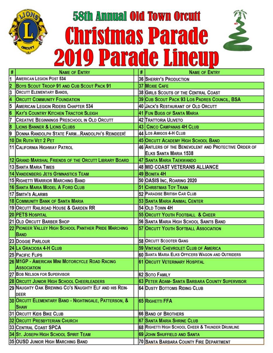 Parade Lineup