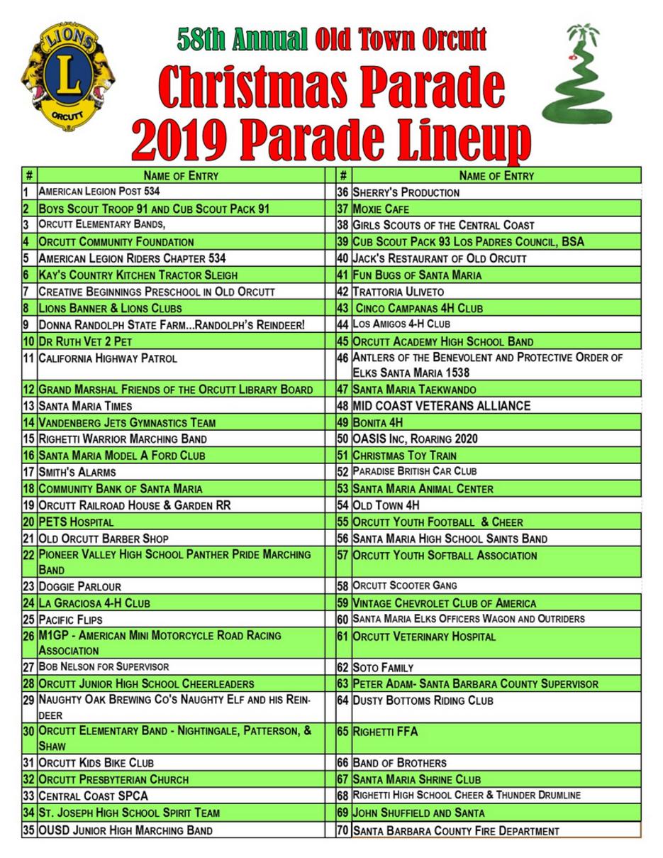 Parade Lineup Template