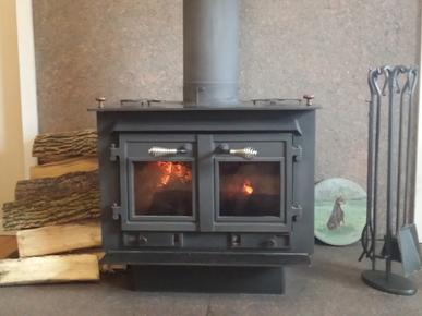 Picture of wood stove with glass