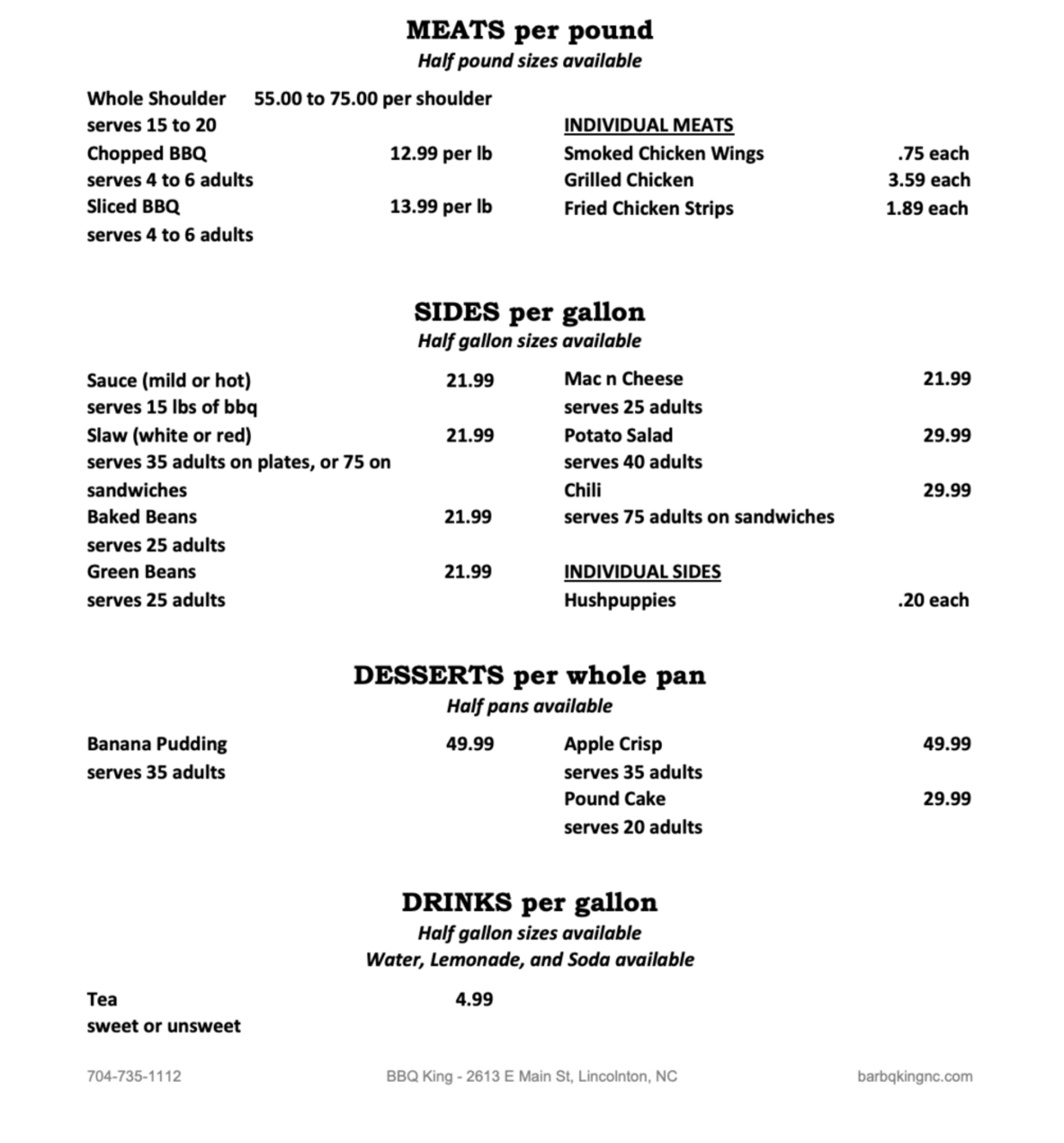 BBQ King Lincolnton NC Catering